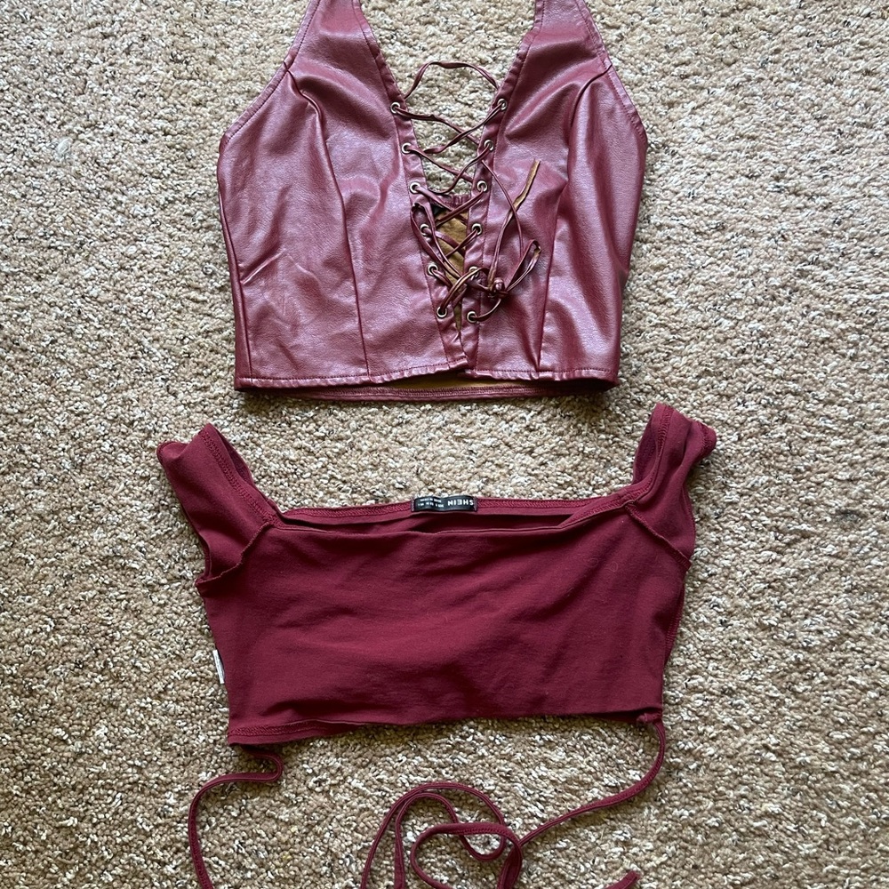 Red, crop tops